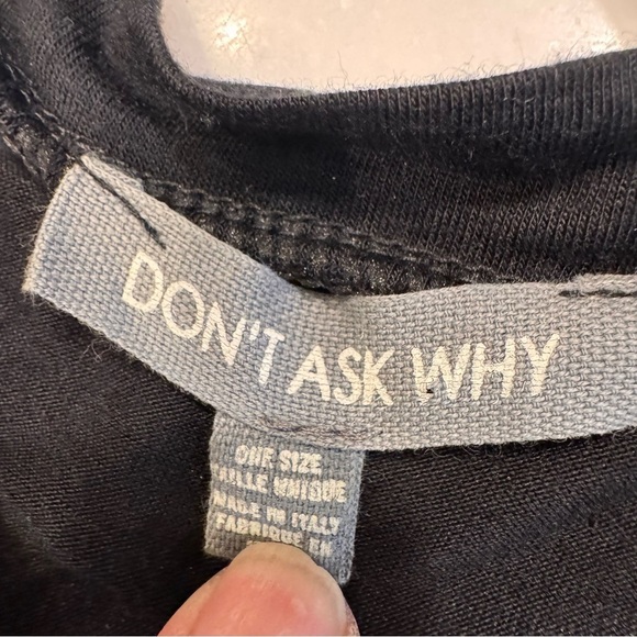 DON’T ASK WHY ITALY Long Sleeve Women's One Size Top Black Asymmetrical Hem - Picture 4 of 10